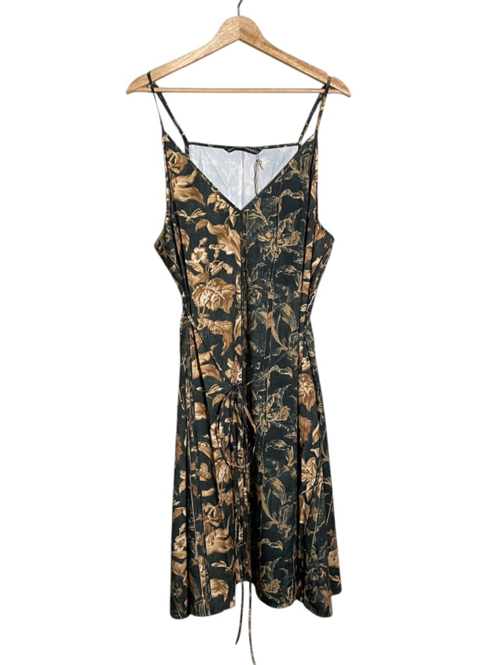 Gold Botanical Slip Midi Dress Gary Graham 422 NWT